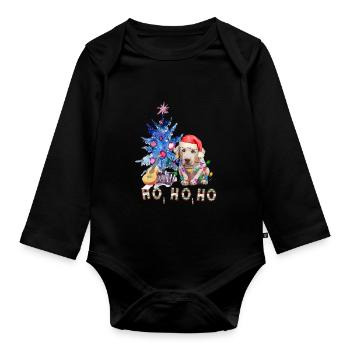 Weihnachtshund Labrador - Baby Bio-Langarm-Body - Schwarz - Vorne