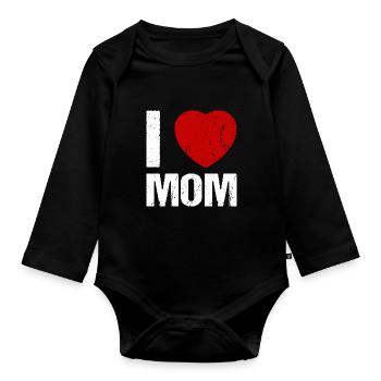 I love Mom - Organic Longsleeve Baby Bodysuit - black - Front