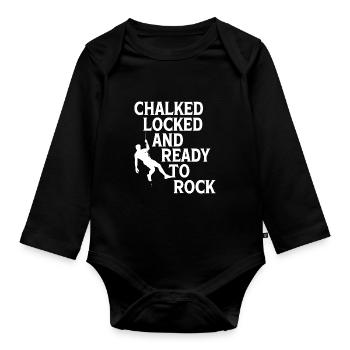 Chalked Locked And Ready To Rock Rock Climber Boul - Baby Bio-Langarm-Body - Schwarz - Vorne