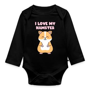 I LOVE MY HAMSTER - Organic Longsleeve Baby Bodysuit - black - Front