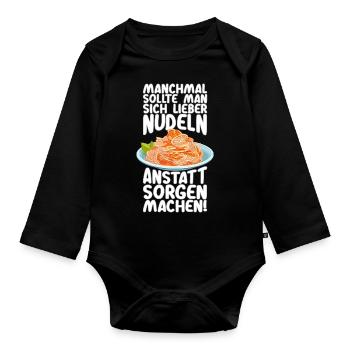 Statt Sorgen Nudeln machen - Baby Bio-Langarm-Body - Schwarz - Vorne