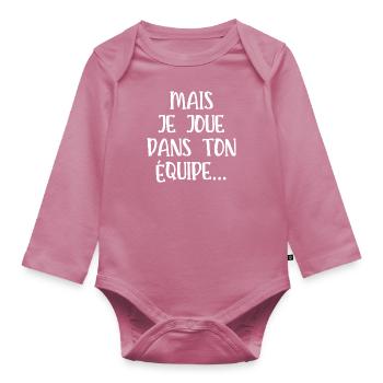 mais je joue dans ton équipe - Body Bébé bio manches longues - mauve - Devant