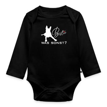 Mein Bostie Boston Terrier was sonst im Herzen - Baby Bio-Langarm-Body - Schwarz - Vorne