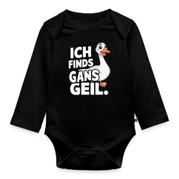 Goose Geese Animal Farm - Organic Longsleeve Baby Bodysuit - black - Front