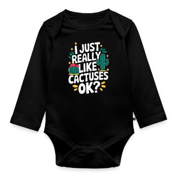 Cactus Cacti Desert Plant - Organic Longsleeve Baby Bodysuit - black - Front