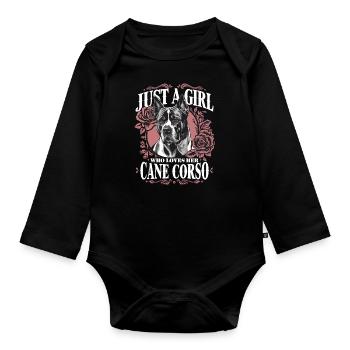 Cane Corso Hund - Baby Bio-Langarm-Body - Schwarz - Vorne