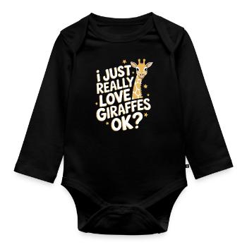 Giraffe Animal Africa Giraffes - Organic Longsleeve Baby Bodysuit - black - Front