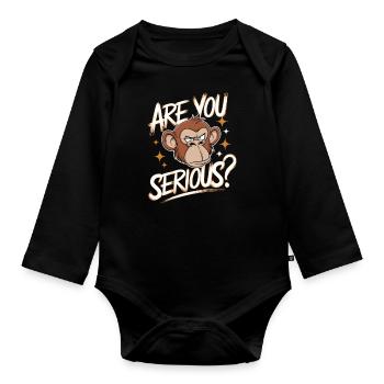 Monkey Monkey Animal Gorilla Chimpanzee - Organic Longsleeve Baby Bodysuit - black - Front