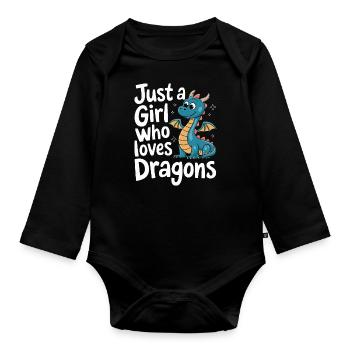 Drache Mystisch Drachen Fantasie - Baby Bio-Langarm-Body - Schwarz - Vorne