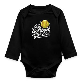 Softball Sports Joueur de softball - Body Bébé bio manches longues - noir - Devant