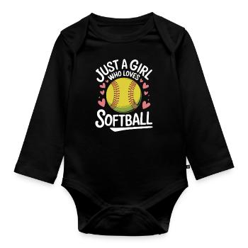 Softball Sports Joueur de softball - Body Bébé bio manches longues - noir - Devant