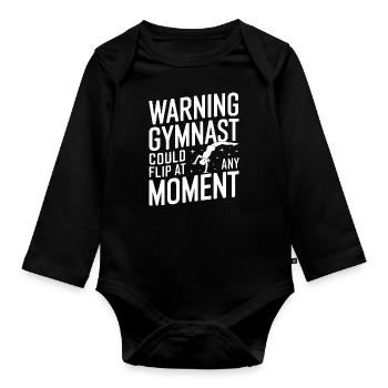 Turnen Turner Gymnastik - Baby Bio-Langarm-Body - Schwarz - Vorne