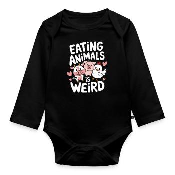 Végétarien Végétalien Végétarien Végétarien - Body Bébé bio manches longues - noir - Devant
