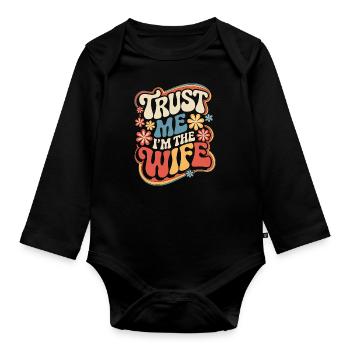 Frau Ehefrau Partnerin Familie Verheiratet - Baby Bio-Langarm-Body - Schwarz - Vorne