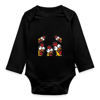 Verrückte Hühner - Baby Bio-Langarm-Body - Schwarz - Vorne