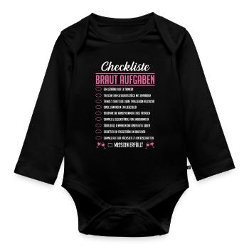JGA Aufgaben Braut Geschenk Junggesellenabschied - Baby Bio-Langarm-Body - Schwarz - Vorne