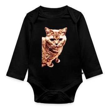 britisch Kurzhaar Katze - Baby Bio-Langarm-Body - Schwarz - Vorne