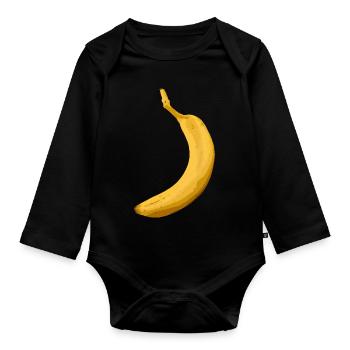 Banana - Organic Longsleeve Baby Bodysuit - black - Front