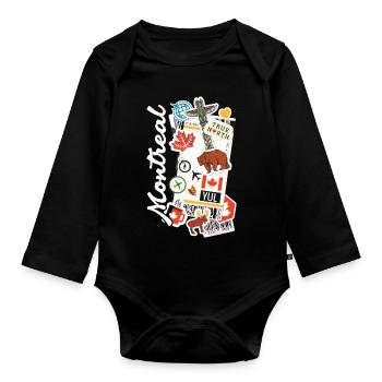 Montreal Canada True North - Baby Bio-Langarm-Body - Schwarz - Vorne