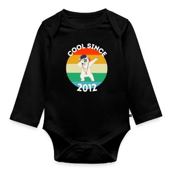 Polar Bear Gift Cool Since 2012 10th Birthday - Organic Longsleeve Baby Bodysuit - black - Front