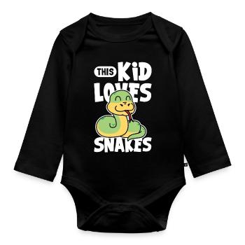 Herpetologe Schlangen Reptilien Liebhaber Schlange - Baby Bio-Langarm-Body - Schwarz - Vorne