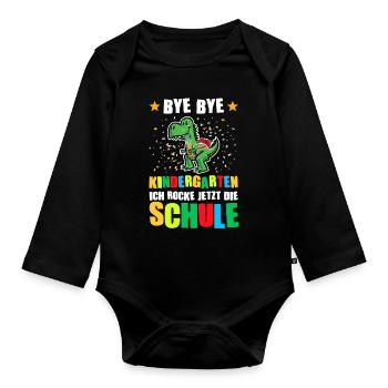Schulkind Dino Schulstart Geschenk - Baby Bio-Langarm-Body - Schwarz - Vorne