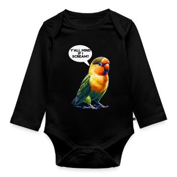 Turteltauben-Meme - Baby Bio-Langarm-Body - Schwarz - Vorne
