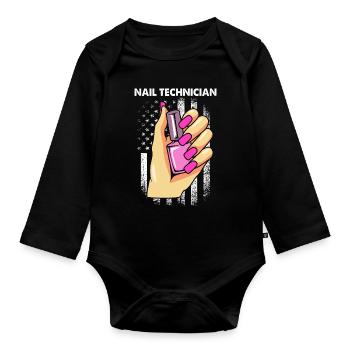 Nageldesignerin Nagel Kosmetik Kosmetikerin - Baby Bio-Langarm-Body - Schwarz - Vorne