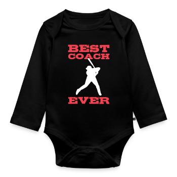 Softball Joueur Softball Entraîneur - Body Bébé bio manches longues - noir - Devant