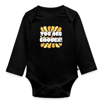 You Are Enough - You Are Enough - Sunflower - Organic Longsleeve Baby Bodysuit - black - Front
