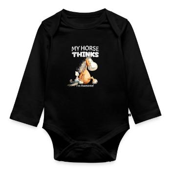 Cheval Dicton avec Motif Cheval Mon Cheval Pense - Body Bébé bio manches longues - noir - Devant