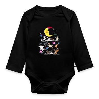 Christmas Cats Dogs Cadeaux De Noël - Body Bébé bio manches longues - noir - Devant