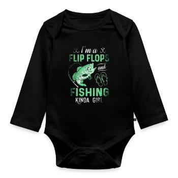 Ich bin ein Flip Flop und Fischer Mädchen - Baby Bio-Langarm-Body - Schwarz - Vorne