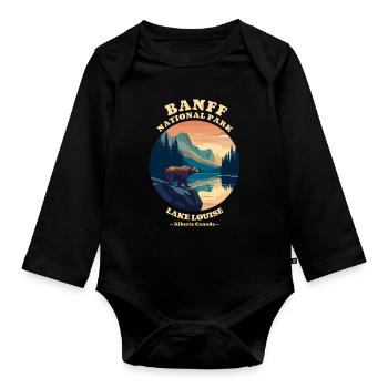 Vintage Retro Canadian Banff National Park - Body Bébé bio manches longues - noir - Devant