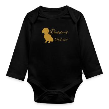 Teckel, quoi d’autre? Silhouette teckel - Body Bébé bio manches longues - noir - Devant