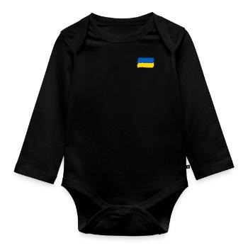 Ukraine Flag Brushstyle - Organic Longsleeve Baby Bodysuit - black - Front