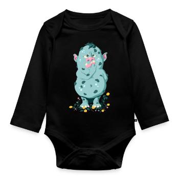 Troll im Blumenbeet - Baby Bio-Langarm-Body - Schwarz - Vorne