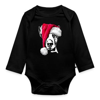 BULL TERRIER - BULL TERRIER Christmas present - Organic Longsleeve Baby Bodysuit - black - Front