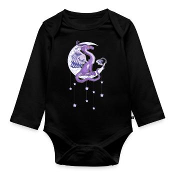 Vendel Dragon - der Mond - Baby Bio-Langarm-Body - Schwarz - Vorne