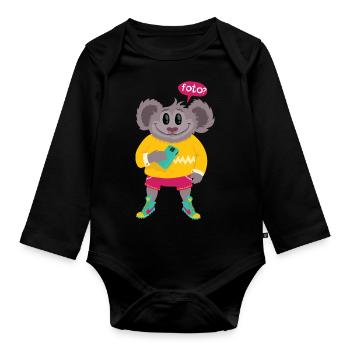 Modisches Foto -Tier möchte ein selbstportrait - Baby Bio-Langarm-Body - Schwarz - Vorne