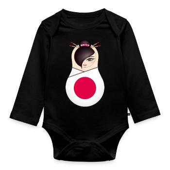 Matroschka  - Team Japan - Baby Bio-Langarm-Body - Schwarz - Vorne