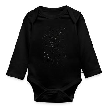 Here we are - Organic Longsleeve Baby Bodysuit - black - Front