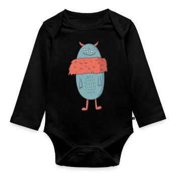 monster - Organic Longsleeve Baby Bodysuit - black - Front