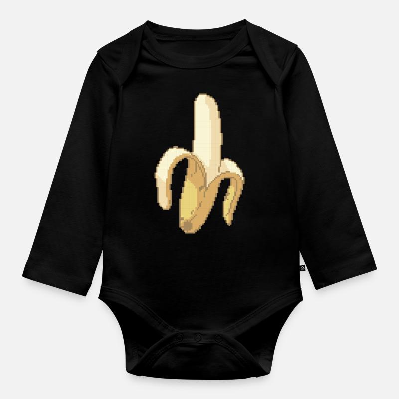 Platano Pixel-Kunst - Baby Bio-Langarm-Body - Schwarz