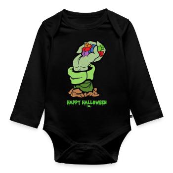 Halloween Monster Zombie Horror Trick or Treat - Baby Bio-Langarm-Body - Schwarz - Vorne