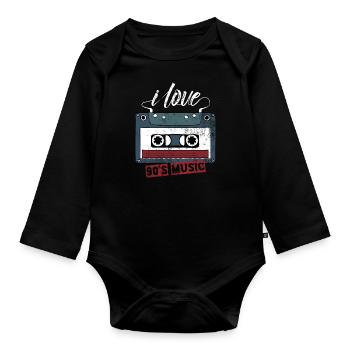 90s music retro - Baby Bio-Langarm-Body - Schwarz - Vorne