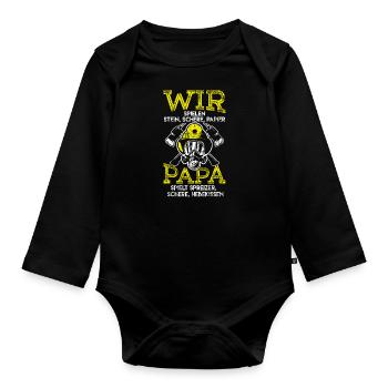 Papa pompiers cadeau - Body Bébé bio manches longues - noir - Devant