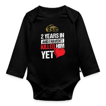 Deuxième anniversaire de mariage 2 ans n’ont pas tué - Body Bébé bio manches longues - noir - Devant