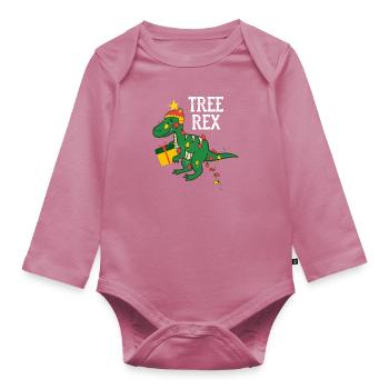 christmas gift funny - Organic Longsleeve Baby Bodysuit - mauve - Front