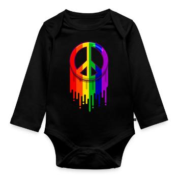 Regenbogen Gay Schwul Bunt Pride Csd Geschenk - Organic Longsleeve Baby Bodysuit - black - Front